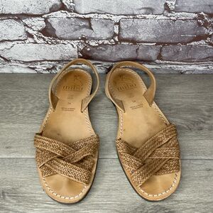 MIBO AVARCAS Tan Brown Leather Woven Slingback Sandals Women’s Sz 41EU/10.5M US